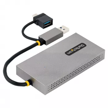 StarTech.com Προσαρμογέας USB σε Dual-HDMI, USB-A/C σε 2x οθόνες HDMI (1x 4K30Hz, 1x 1080p), ενσωματωμένο dongle USB-A σε C, καλώδιο 11 cm, Προσαρμογέας USB-3.0 σε HDMI οθόνης, Windows & macOS