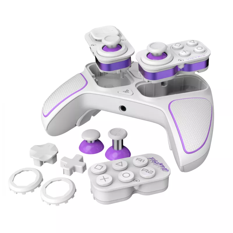 Gamepad VICTRIX 052-002-WH ενσύρματο & ασύρματο RF/USB, USB-C, 2000mAh, PC/PS4/PS5, Μωβ/Λευκό