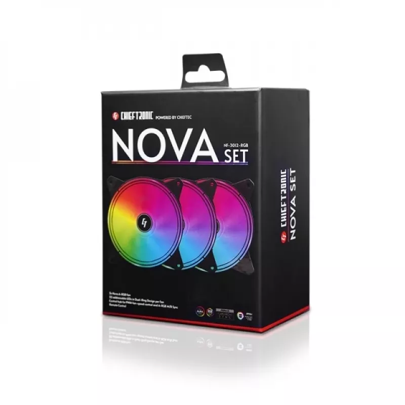 Chieftec Chieftronic Nova Σετ ανεμιστήρων 12 cm Μαύρο 3 τεμ.