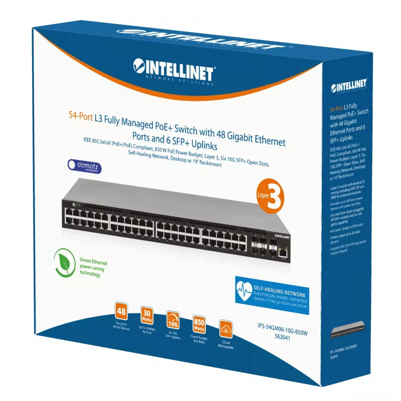 Intellinet Διακόπτης L3 Fully Managed PoE+ 54 θυρών με 48 θύρες Gigabit Ethernet και 6 SFP+ Uplinks