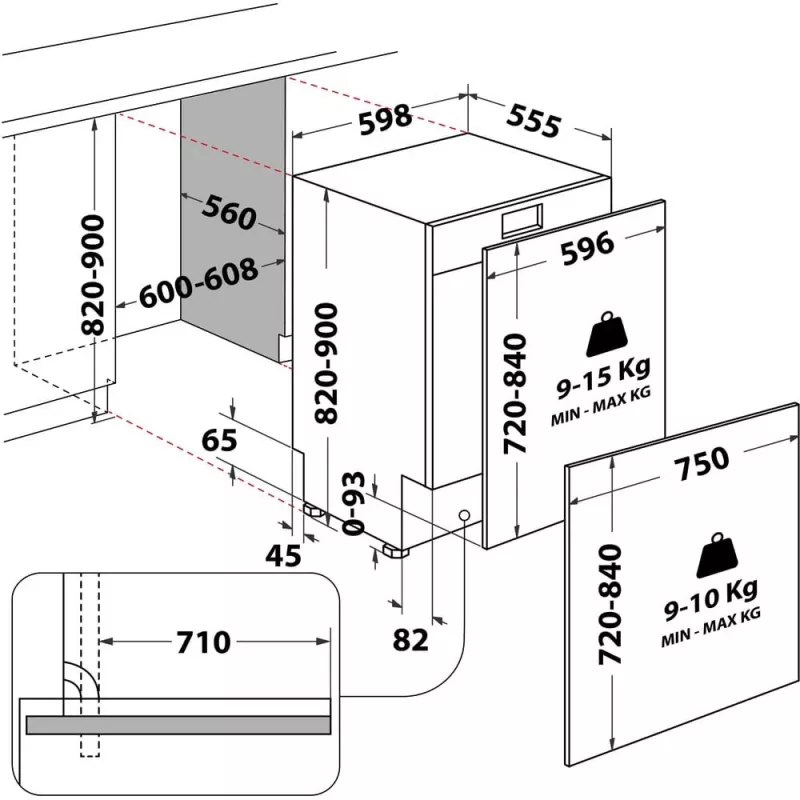 Whirlpool WH8IC15B4M6LHC0 πλήρως εντοιχιζόμενο 15 σερβίτσια