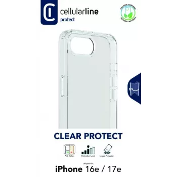 Cellularline Clear Protect - Σκληρή θήκη για iPhone 16e/17e με λαστιχένια πλαίσια