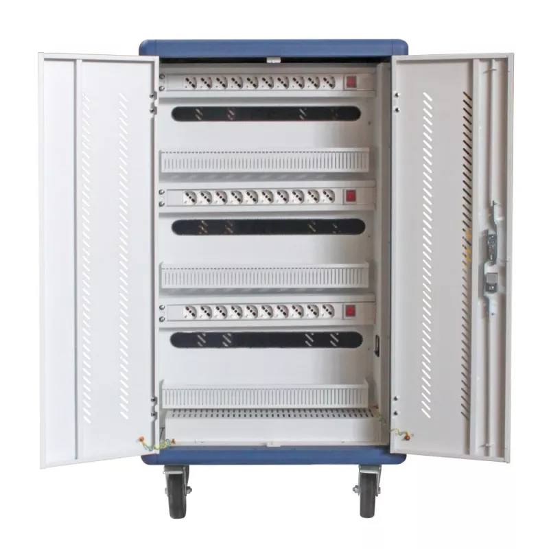 Techly I-CABINET-30DUTY φορητό καρότσι/ντουλάπι διαχείρισης συσκευών Λευκό, Μπλε