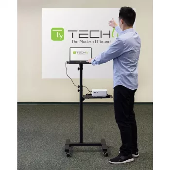 Techly ICA-TB TPM-10 ρυθμιζόμενο σε ύψος καρότσι για προβολέα και notebook με ράφι, μαύρο