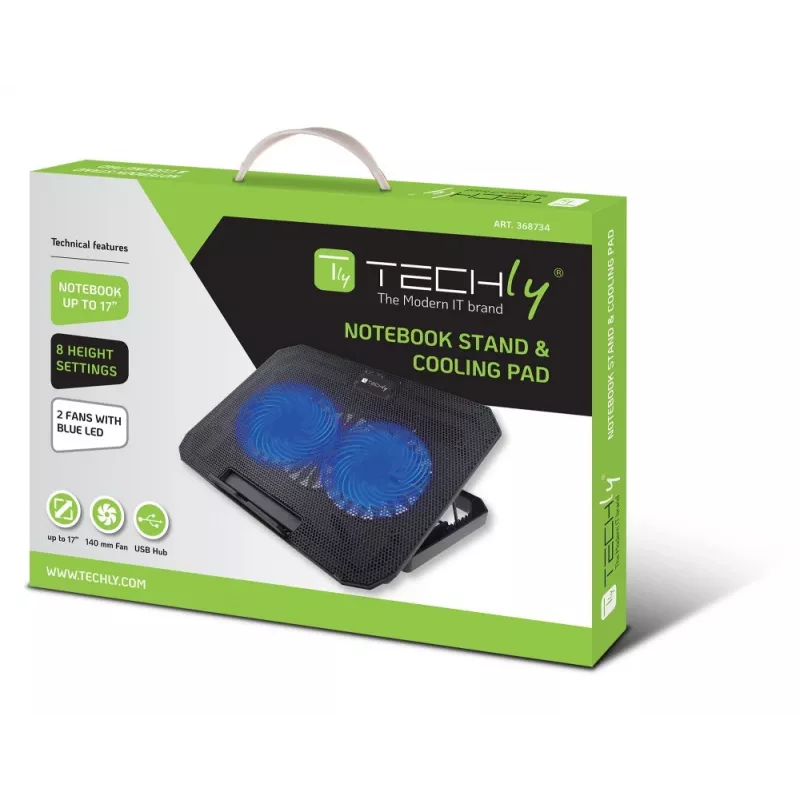 Techly ICOOL-CP11TY βάση laptop μαύρο 43,2 cm (17 ίντσες)