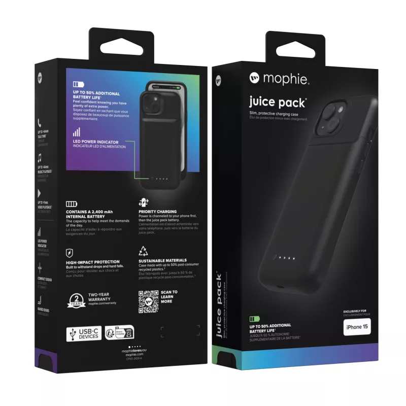 mophie Juice συσκευασία θήκη κινητού 15,5 cm (6,1 inch) θήκη μαύρο