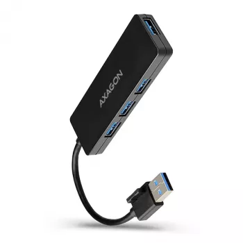 Axagon SuperSpeed USB λεπτό Hub, USB 3.2 Gen 1 (3.1 Gen 1) Type-A, USB 3.2 Gen 1 (3.1 Gen 1) Type-A, 5000 Mbit/s, μαύρο, πλαστικό, 0,14 m