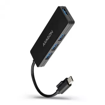Axagon SuperSpeed USB-C λεπτό Hub, USB 3.2 Gen 1 (3.1 Gen 1) Type-C, USB 3.2 Gen 1 (3.1 Gen 1) Type-A, 5000 Mbit/s, μαύρο, πλαστικό, 0,14 m