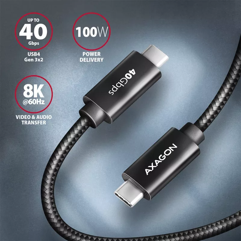 Axagon BUCM432-CM10AB Καλώδιο USB USB4 Gen 3x2 1 m USB C μαύρο