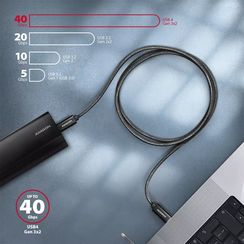 Axagon BUCM432-CM10AB Καλώδιο USB USB4 Gen 3x2 1 m USB C μαύρο