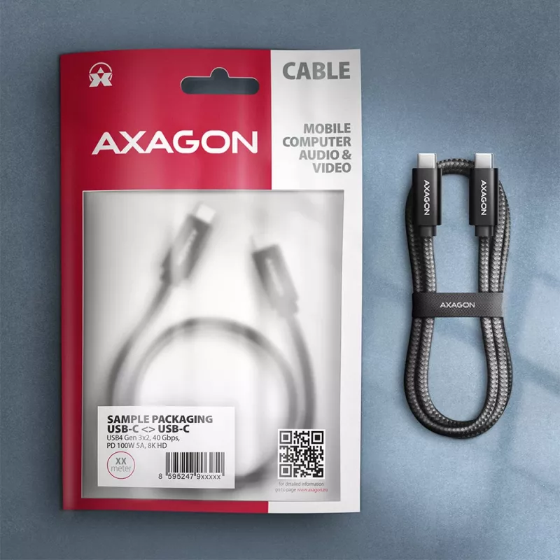 Axagon BUCM432-CM10AB Καλώδιο USB USB4 Gen 3x2 1 m USB C μαύρο