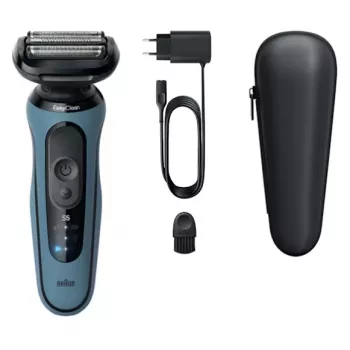 Ξυριστική μηχανή με πλέγμα BRAUN Series 5 52-A1000S, μπλε, μπαταρία Li-Ion, ενσωματωμένη μπαταρία, χειρισμός με κουμπιά, 166×64×51 mm