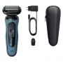 Ξυριστική μηχανή με πλέγμα BRAUN Series 5 52-A1000S, μπλε, μπαταρία Li-Ion, ενσωματωμένη μπαταρία, χειρισμός με κουμπιά, 166×64×51 mm