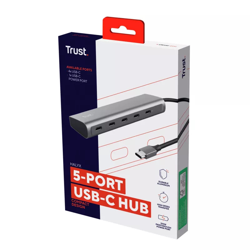 Trust Halyx USB 3.2 Gen 1 (3.1 Gen 1) Type-C ασημί