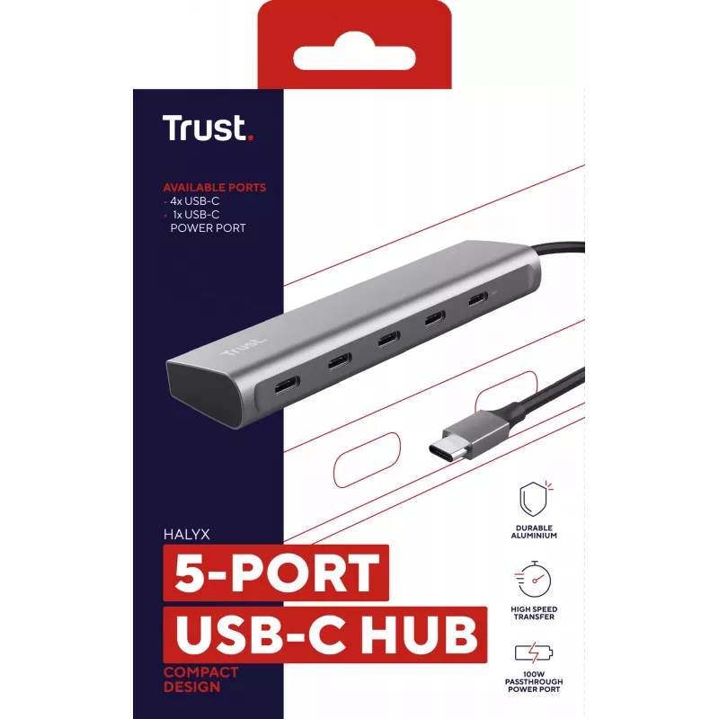 Trust Halyx USB 3.2 Gen 1 (3.1 Gen 1) Type-C ασημί