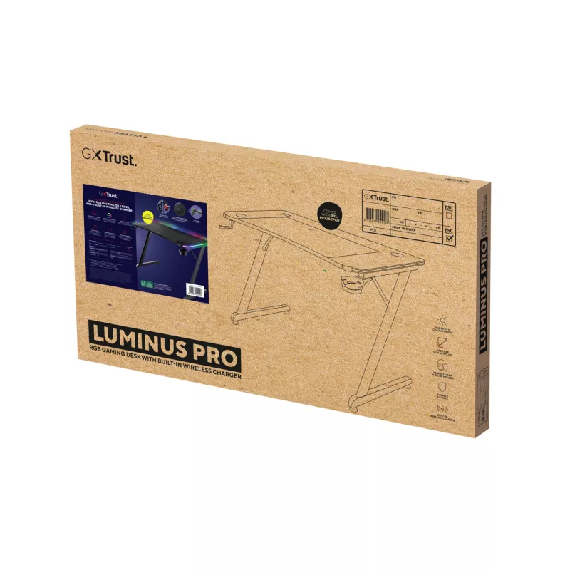 Τραπέζι Trust GXT 710 Luminus Pro μαύρο ορθογώνιο ABS/PC 1200x600x740mm
