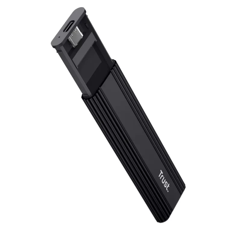 Θήκη SSD TRUST 25806 μαύρη για M.2, μονή μονάδα, έως 4 TB, USB Type-C 10 Gbit/s (USB 3.2 Gen 2)