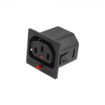 ACT C13 IEC Lock Net Entree (1x outlet) - μαύρο, PA135015BK, C13, μαύρο, κόκκινο, υποδοχή θηλυκή, ευθύ, θερμοπλαστικό, 2000 V