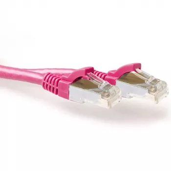 ACT Ροζ 15,00 μέτρα SFTP CAT6A Patch καλώδιο με προστασία γλωττίδας και βύσματα RJ45