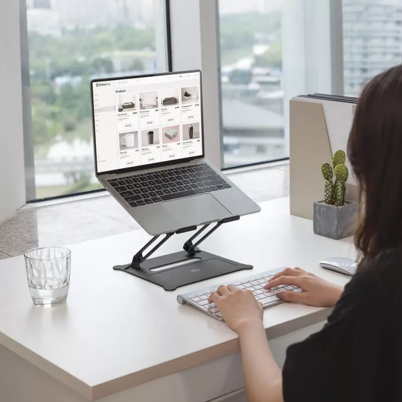 Βάση laptop ACT AC8140 αλουμινίου αδιαβάθμιστη ρύθμιση ύψους Μαύρο