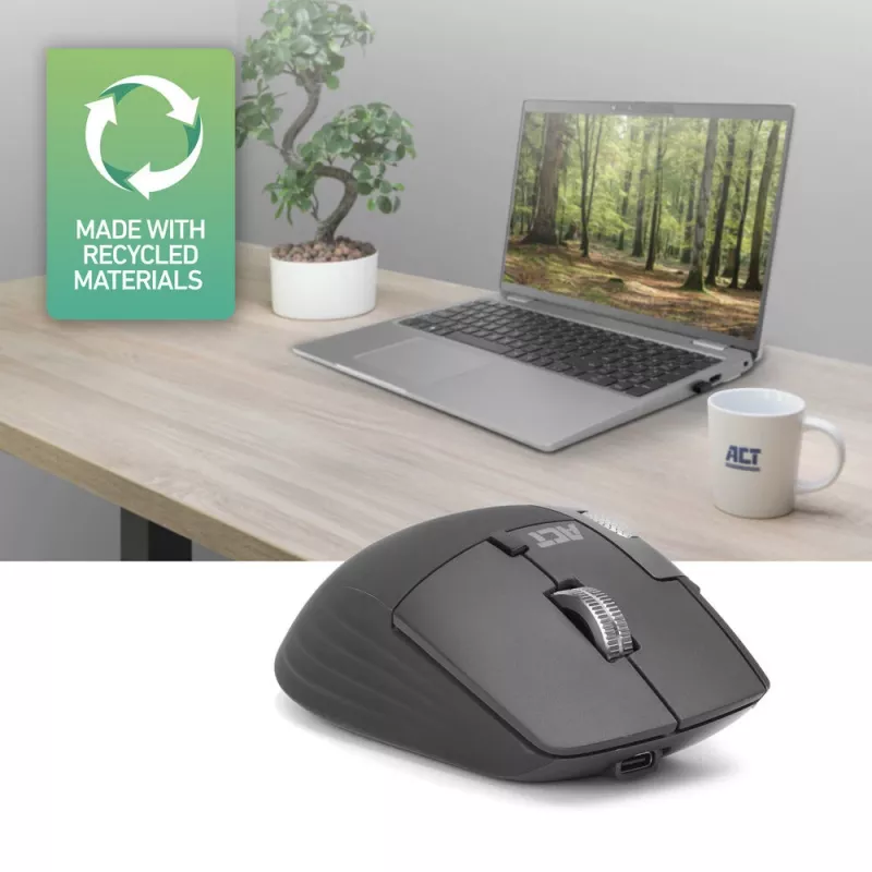 ACT AC5147 ασύρματο ποντίκι, Bluetooth/USB, Silent Click, 4800 DPI, γκρι
