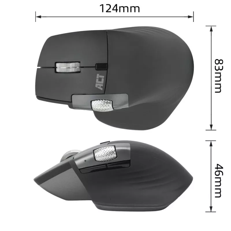 ACT AC5147 ασύρματο ποντίκι, Bluetooth/USB, Silent Click, 4800 DPI, γκρι