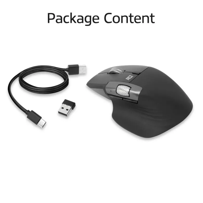 ACT AC5147 ασύρματο ποντίκι, Bluetooth/USB, Silent Click, 4800 DPI, γκρι