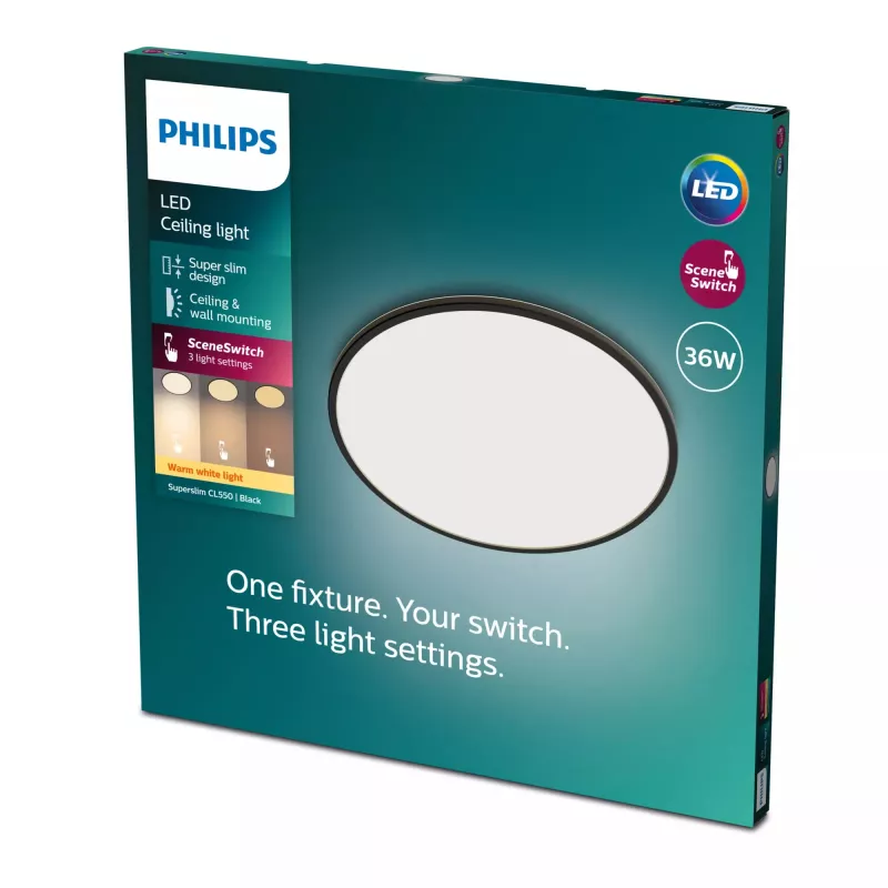 Φωτιστικό οροφής Philips Functional Super λεπτό 36 W LED μαύρο στρογγυλό