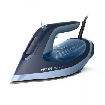 Σίδερο ατμού Philips 6000 series DST6120/20 – 2600 W, πλάκα SteamGlide Plus, πίδακας ατμού 190 g/min, δοχείο νερού 0,3 l, 1,5 kg, μπλε