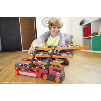 Hot Wheels City Mega Hauler με αποθηκευτικό χώρο για έως 50 αυτοκίνητα σε κλίμακα 1:64, από 3 ετών