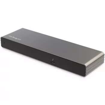 StarTech.com Thunderbolt 3 Dock – Σταθμός σύνδεσης φορητού TB3 με διπλή οθόνη 4K-6-60-Hz, DisplayPort, HDMI και 1080p VGA – 85 W Power Delivery & φόρτιση – 2x USB-A, Ethernet – Mac & Windows