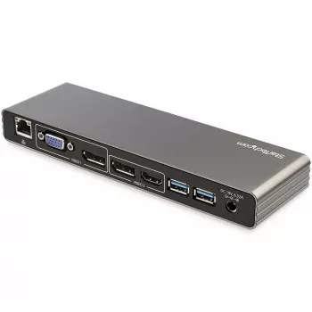 StarTech.com Thunderbolt 3 Dock – Σταθμός σύνδεσης φορητού TB3 με διπλή οθόνη 4K-6-60-Hz, DisplayPort, HDMI και 1080p VGA – 85 W Power Delivery & φόρτιση – 2x USB-A, Ethernet – Mac & Windows
