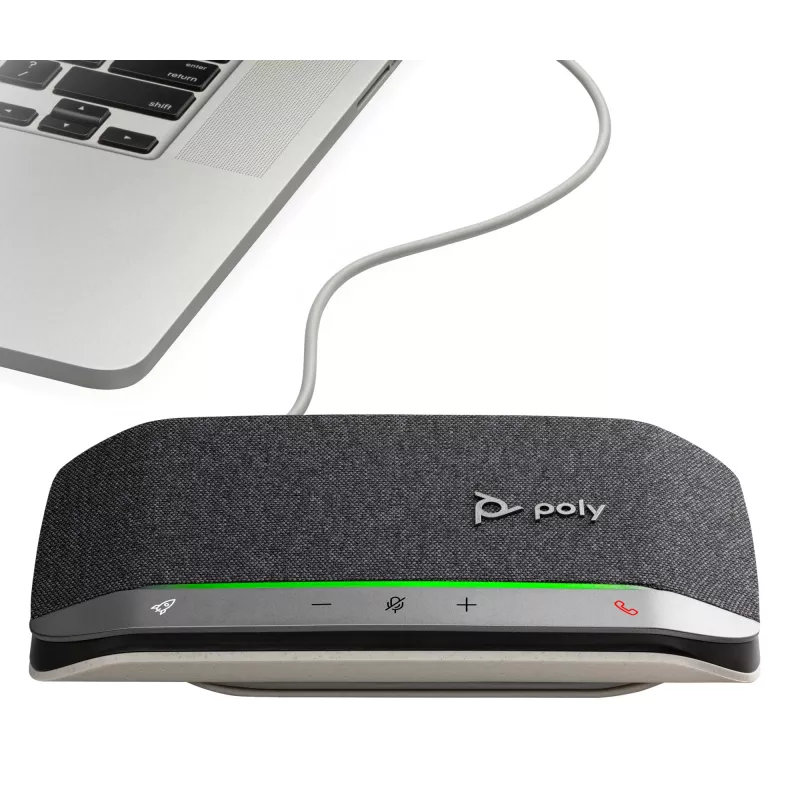 HP Poly Sync 20 USB-A Speakerphone, PC, Ασημί, 0,715 m, IP64, Windows 10, Windows 11, MacOS