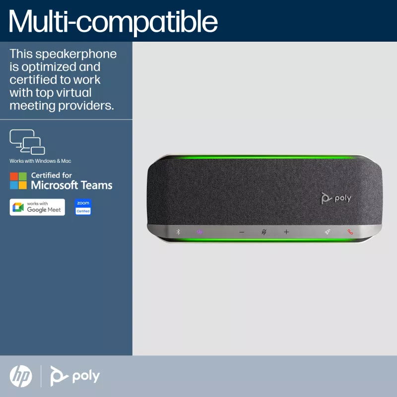 HP Poly Sync 40+ Πιστοποιημένο Speakerphone για Microsoft Teams USB-A USB-C +Προσαρμογέας BT700 USB-A