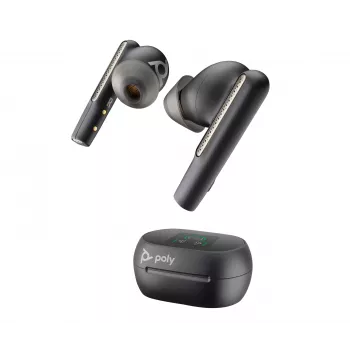 HP Poly Voyager Free 60+ UC Carbon Μαύρα Earbuds +Προσαρμογέας BT700 USB-C +Θήκη Φόρτισης με Οθόνη Αφής