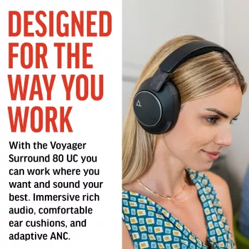 HP Poly Voyager Surround 80 UC Headset USB-C +Προσαρμογέας USB-C/A