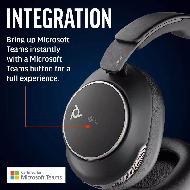 HP Poly Voyager Surround 80 UC Headset USB-C +Προσαρμογέας USB-C/A