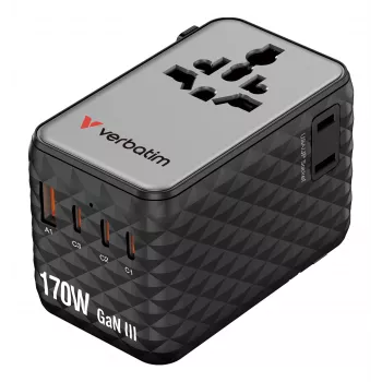 Verbatim Charge 'n' Travel 170W καθολικός ταξιδιωτικός προσαρμογέας μαύρο