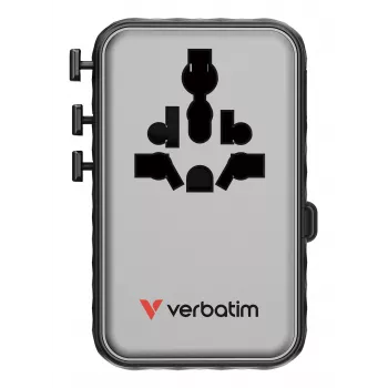 Verbatim Charge 'n' Travel 100W καθολικός ταξιδιωτικός προσαρμογέας με αναδιπλούμενο καλώδιο μαύρο