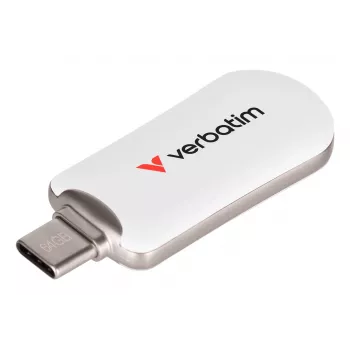 Verbatim Plectra USB-C-Flash-Laufwerk λευκό 64 GB, 64 GB, USB Type-C, 3.2 Gen 1 (3.1 Gen 1), 100 MB/s, χωρίς καπάκι, λευκό