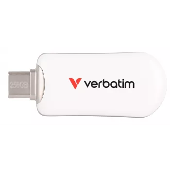 Verbatim Plectra USB-C Flash Drive λευκό 256GB, 256 GB, USB Type-C, 3.2 Gen 1 (3.1 Gen 1), 100 MB/s, χωρίς καπάκι, λευκό