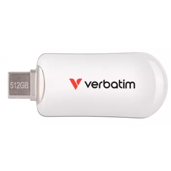 Verbatim Plectra USB-C Flash Drive λευκό 512GB, 512 GB, USB Type-C, 3.2 Gen 1 (3.1 Gen 1), 100 MB/s, χωρίς καπάκι, λευκό