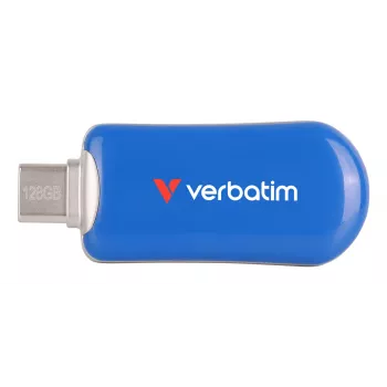 Verbatim Plectra USB-C Flash Drive μπλε 128GB, 128 GB, USB Type-C, 3.2 Gen 1 (3.1 Gen 1), 100 MB/s, χωρίς καπάκι, μπλε