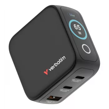 Verbatim Mini GaN φορτιστής 65W με ένδειξη, εσωτερικού χώρου, AC, 20 V, μαύρο