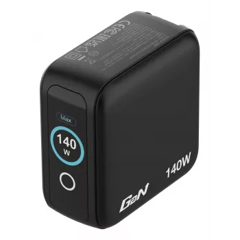 Verbatim Mini GaN φορτιστής 140W με οθόνη, εσωτερικού χώρου, AC, 28 V, μαύρο