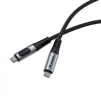 Verbatim Sync & Charge καλώδιο USB-C σε USB-C 240W 40 Gbit/s με οθόνη 120 cm