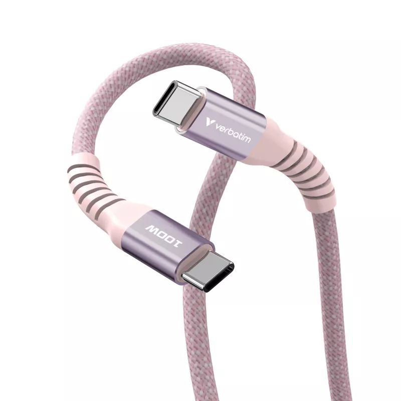 Verbatim Sync & Charge μαγνητικό καλώδιο – 100W USB-C σε USB-C, 120 cm, ροζ
