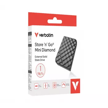 Verbatim Store 'n' Go Mini Diamond USB-C 1 TB μαύρο, 1 TB, USB Type-C, 3.2 Gen 2 (3.1 Gen 2), 1000 MB/s, μαύρο