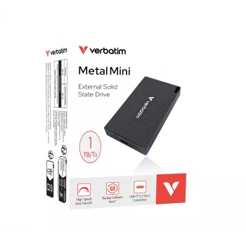 Verbatim Metal Mini SSD USB-C 3.2 Gen 2 1 TB, 1 TB, USB Type-C, USB 3.2 Gen 2x2, 2000 MB/s, 10 Gbit/s, γκρι