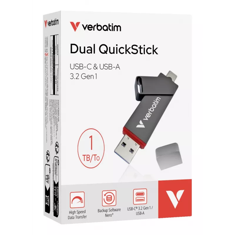 Verbatim Dual QuickStick USB stick 1 TB USB Type-A / USB Type-C 3.2 Gen 1 (3.1 Gen 1) γκρι